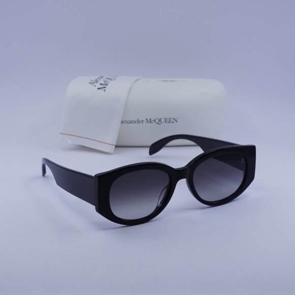 Alexander McQueen AM0330S 001 Oval Sunglasses - Black/Grey - Picture 5 of 10